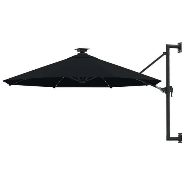 Sonnenschirm Zur Wandmontage Mit Leds 300 Cm Schwarz Vidaxl