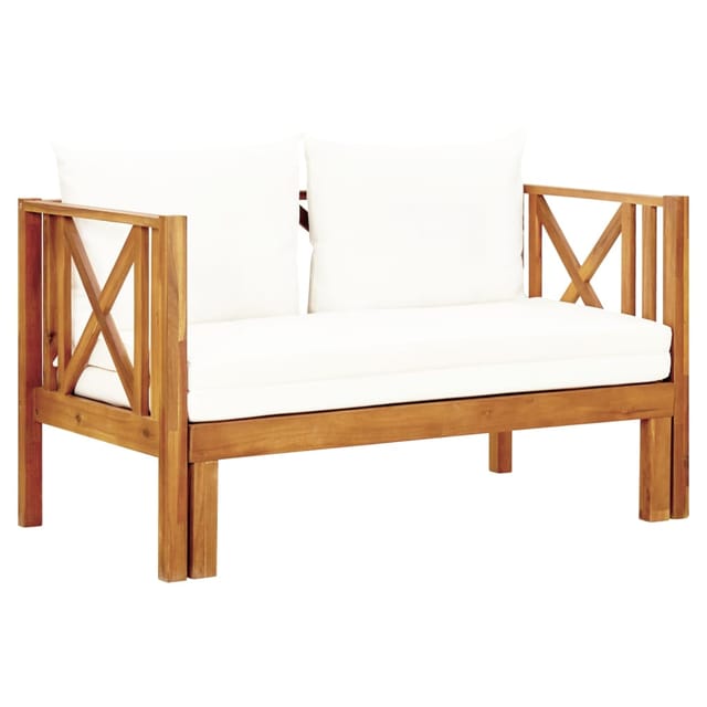 vidaXL 2-Sitzer-Gartenbank mit Kissen Massivholz Akazie 122 cm