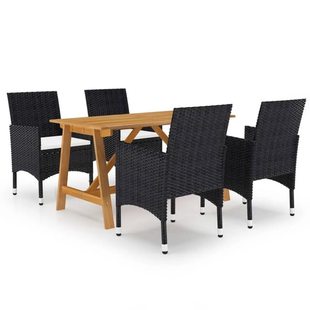 vidaXL 5-tlg Garten-Essgruppe Schwarz Modell 31