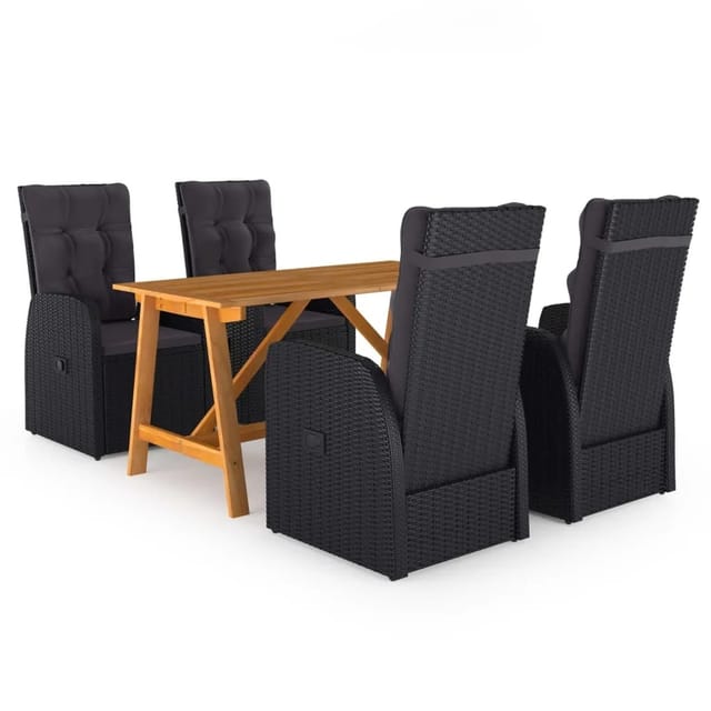 vidaXL 5-tlg Garten-Essgruppe Schwarz Modell 38