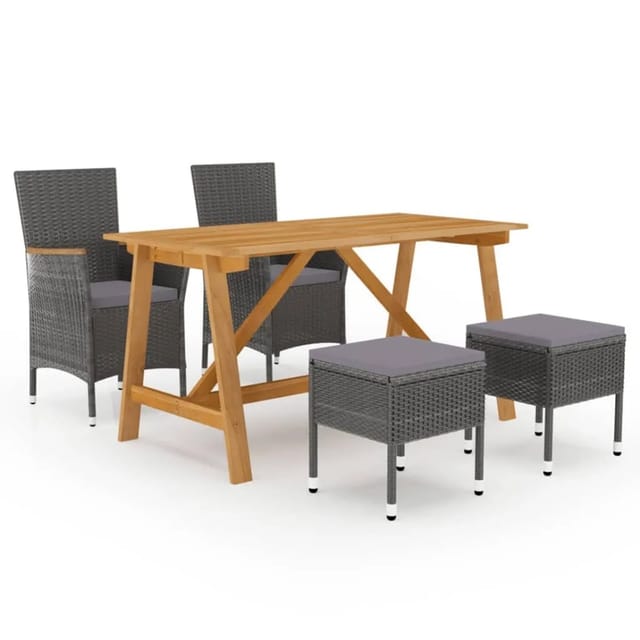 vidaXL 5-tlg Garten-Essgruppe Grau Modell 91