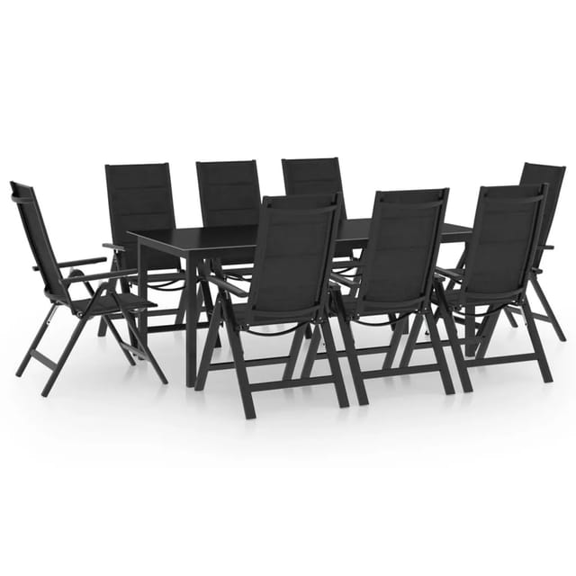 vidaXL 9-tlg Garten-Essgruppe Aluminium Anthrazit