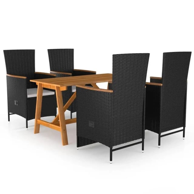 vidaXL 5-tlg Garten-Essgruppe Schwarz Modell 36