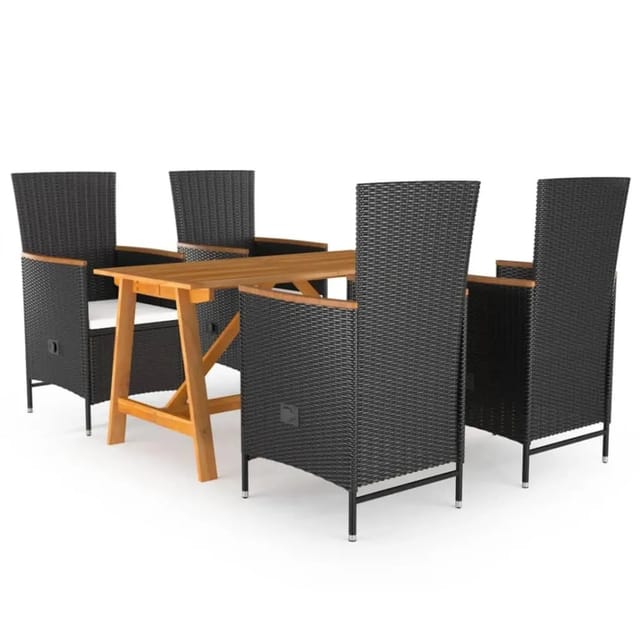 vidaXL 5-tlg Garten-Essgruppe Schwarz Modell 35