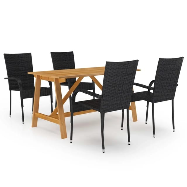 vidaXL 5-tlg Garten-Essgruppe Schwarz Modell 33