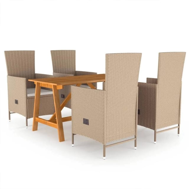 vidaXL 5-tlg Garten-Essgruppe Beige Modell 4