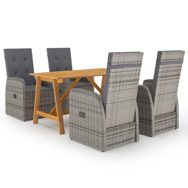 vidaXL 5-tlg Garten-Essgruppe Grau Modell 22