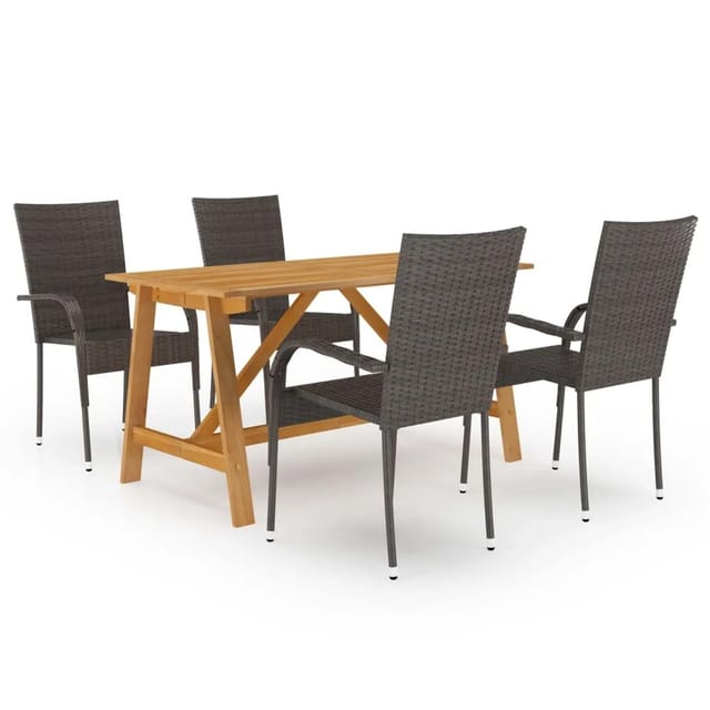 vidaXL 5-tlg Garten-Essgruppe Braun Modell 16