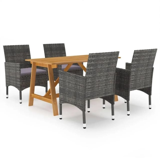 vidaXL 5-tlg Garten-Essgruppe Grau Modell 15