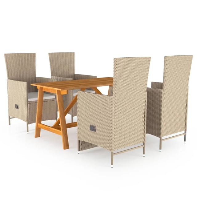 vidaXL 5-tlg Garten-Essgruppe Beige Modell 5