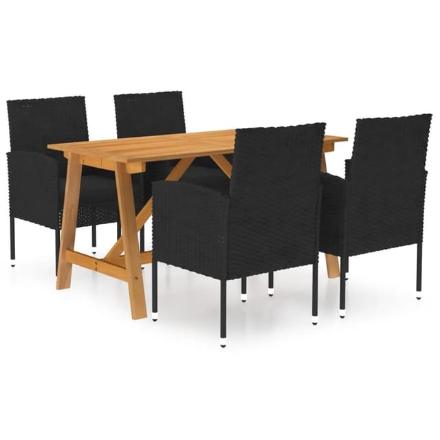 vidaXL 5-tlg Garten-Essgruppe Schwarz Modell 45