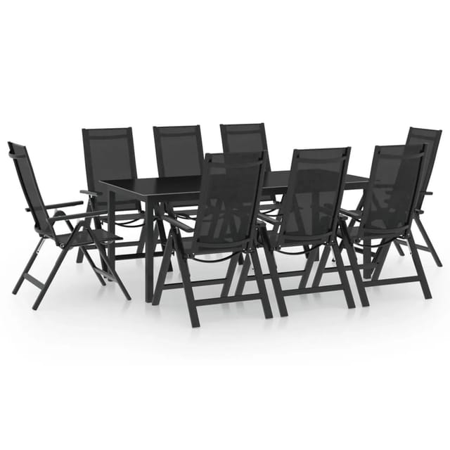 vidaXL 9-tlg Garten-Essgruppe Aluminium Anthrazit Modell 1