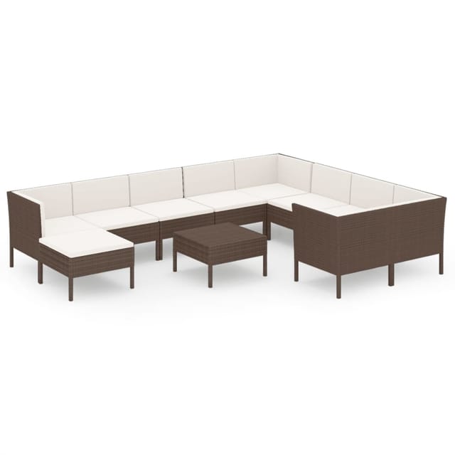 vidaXL 11-tlg Garten-Lounge-Set mit Auflagen Poly Rattan Braun Modell 8