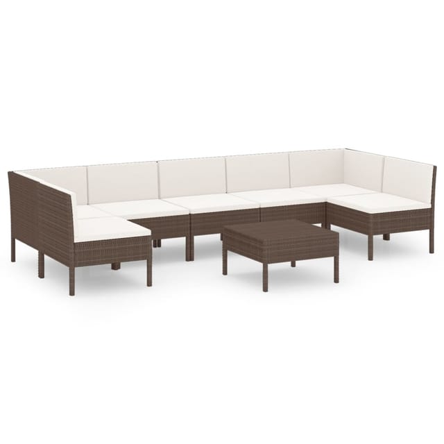 vidaXL 8-tlg Garten-Lounge-Set mit Auflagen Poly Rattan Braun Modell 20
