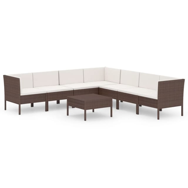 vidaXL 8-tlg Garten-Lounge-Set mit Auflagen Poly Rattan Braun Modell 15