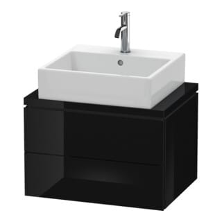Duravit Waschtischunterschrank Compact L-Cube 62x47,7cm, sw hgl, f Kons, 2 Schubkästen