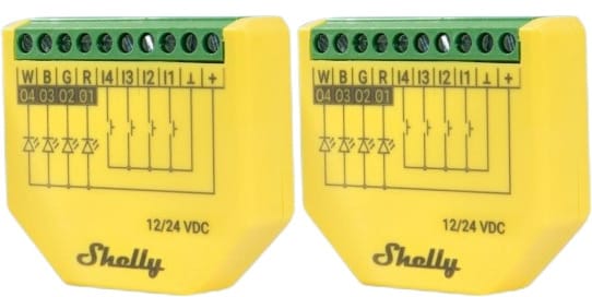 SHELLY LED-Lichtcontroller Plus RGBW, PM, BT, WLAN, Unterputz, gelb, 2 Stück