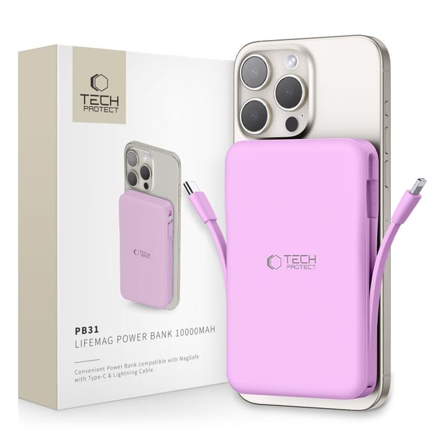 Tech-Protect Powerbank PB31 MagSafe 10000mAH - purple Powerbank (Akku) - Purple - 10000 mAh