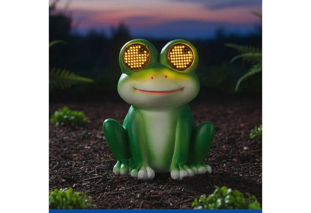 Maximex LED Dekofigur Modell Blinky Eyes Frosch, Ein-/Ausschalter, LED fest integriert, Warmweiß, solarbetriebene Gartenfigur mit leuchtenden Augen, für Garten & Balkon