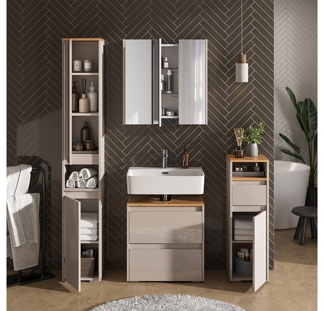 Vicco Badezimmerspiegelschrank Majest, Cashmere, 67.4 x 68 cm mit 3 Spiegeltüren (1-St)