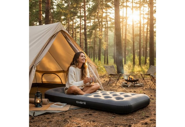 Avenli Luftmatratze Luftbett Camping für 1 Person grau 191x73x22cm Single-Size, (aufblasbar Ideal als Reisebett oder Isomatte, 1-St., für Indoor und Outdoor mit beflockter Oberfläche), Campingmatratze ohne Pumpe