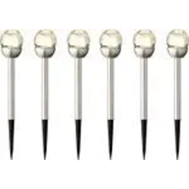 Lumineo LED Solarleuchte, Dauerlicht, warmweiß, LED Solarleuchte Gartenstecker 24cm Edelstahl Warmweiß 6er Set