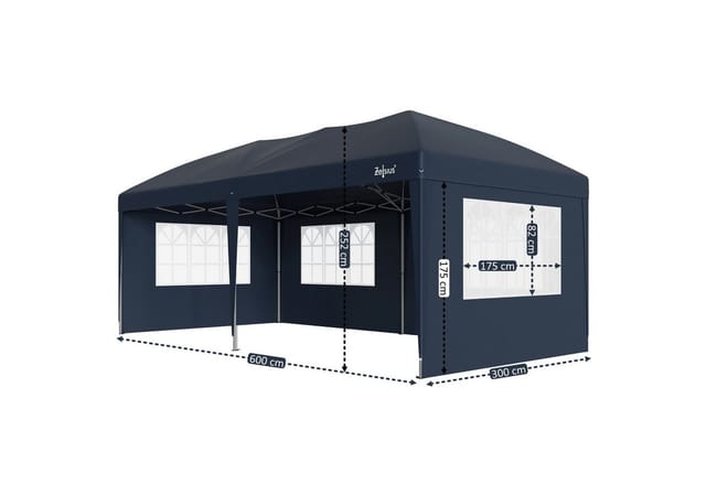 Zelsius Faltpavillon Faltbarer Pavillon 3x6 m mit Seitenwänden, Blau, Faltpavillon, Löcher in den Füßen zur sicheren Befestigung mit Heringen
