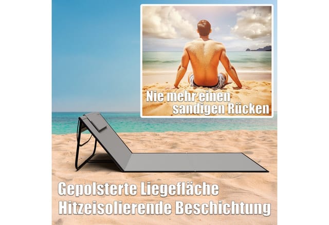 BigDean Gartenliege Strandmatte 2er Set gepolsterte Strandliege klappbar verstellbare, Set, 2 St., Liegen, Ultraleicht, Klappbar, Wasserabweisend & Schmutzabweisend