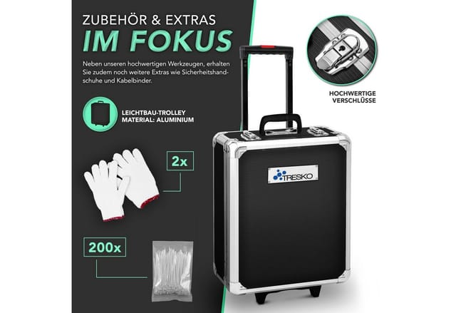 949 Tlg Werkzeugkoffer Anthrazit Werkzeugkasten Werkzeugbox Werkzeugkiste Trolley Set - Tresko