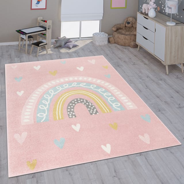 Paco Home - Kinderteppich Teppich Kinderzimmer Mädchen Jungs Verschiedene Motive Und Größen 133x190 Cm, Rosa Weiß
