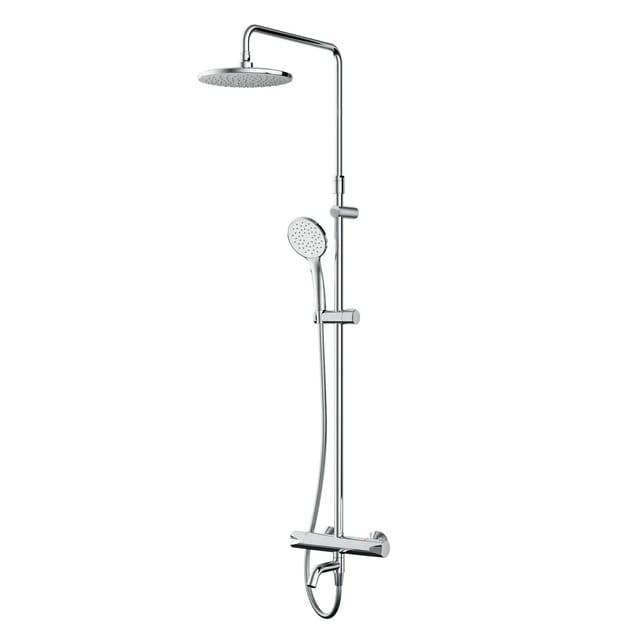 AM.PM Duschsystem Hit mit Thermostat und Wanneneinlauf Duscharmatur Duschstange mit Thermo Brauseset F07TA500 Chrom