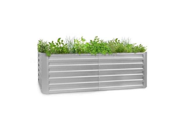 Blumfeldt High Grow Straight Hochbeet 200x60x100 cm 1200 L Stahl Rechteckig Silber-Metallic