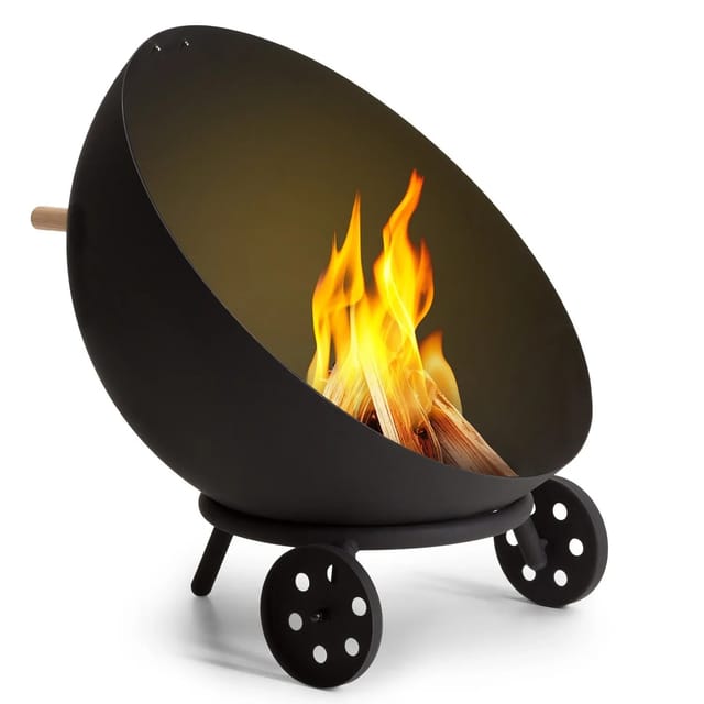 Blumfeldt Fireball Egon Stahl-Feuerschale Garten Ø 66 cm Grill Regenschutz Schwarz