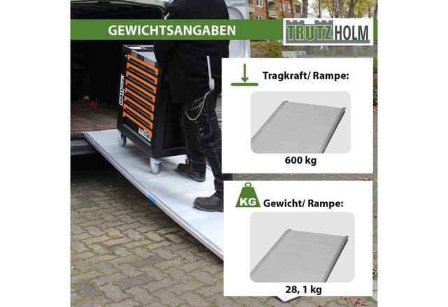 TRUTZHOLM 1 x Breitrampe 305 x 80 cm Traglast 600 kg Alu Grau Geriffelt