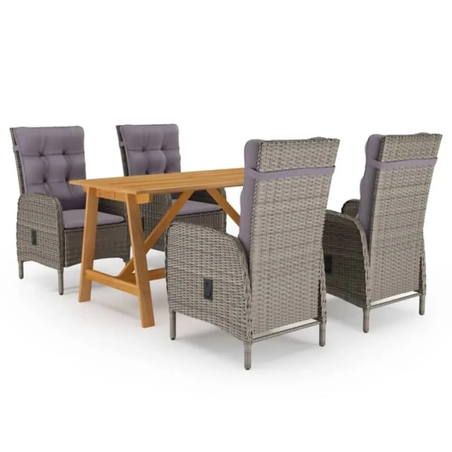 vidaXL 5-Tlg Garten-Essgruppe Grau 3068741