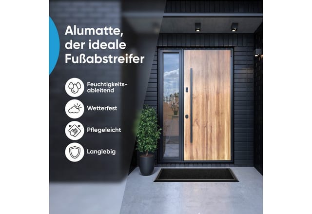 Björn&Schiller Fußmatte mit Schwarzem Aluminium Rand 50 x 80 cm für Außenbereich