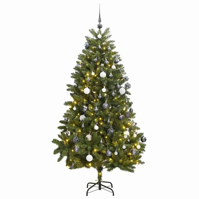 vidaXL Künstlicher Weihnachtsbaum Klappbar mit Kugeln 300 LEDs 300 cm 3210168
