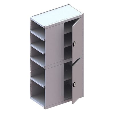 META Schrankmodul CLIP 150 2000 x 1000 x 500 mm RAL 7035 kpl. mit 6 Böden