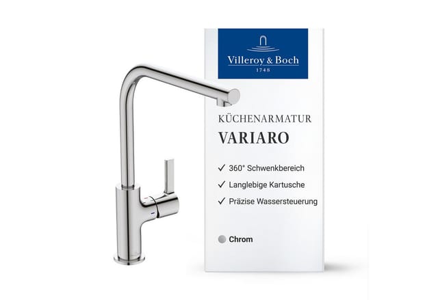 Villeroy & Boch Küchenarmatur Variaro, Firmaflow® Kartusche, 360° Schwenkbarer Auslauf, Schnellmontagesystem