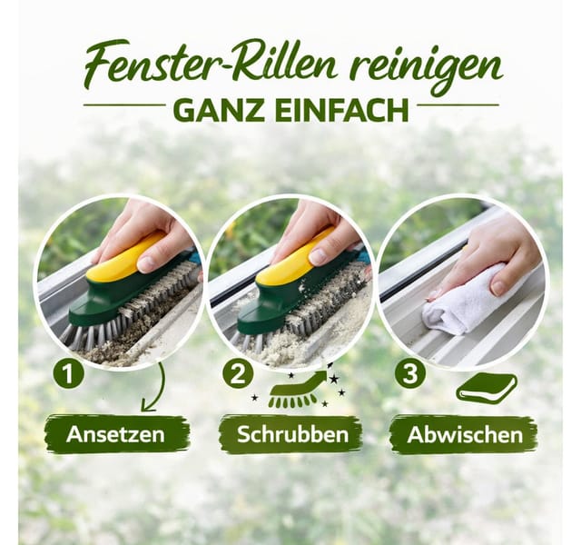 ZUKUNFTSENKEL Fugenbürste Fensterrahmen Bürste Fensterrillen Bürste für Fenster, Fenster, Fensterrahmen, Ecken, Fugen, Dusche & Fliesenfugen, (2-tlg), Fenster, Fugen & Ecken – Reinigungsbürste mit Wischkante