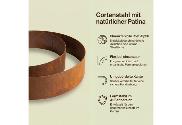 GartenAZ Rasenkante GartenAZ Rasenkantenband Corten 15 cm x 0,5 mm - Länge: 10 m