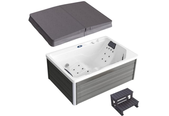 TroniTechnik Whirlpool Outdoor Spa GALERA weiß 190x130, Sanitäracryl, Aufstellbecken, mit integrierter Heizung, Massage, LED