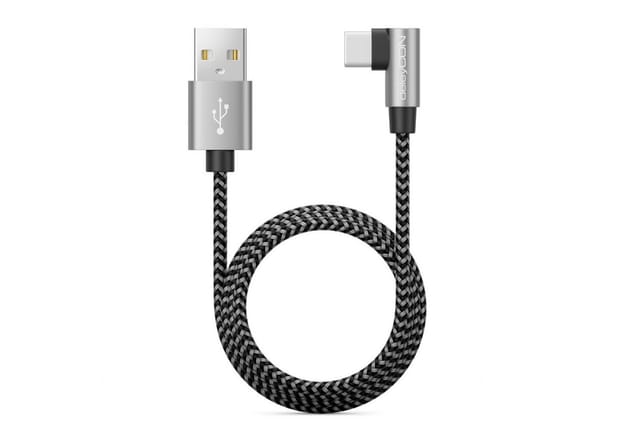 deleyCON deleyCON 1,5m USB A zu USB C Kabel USB-C Stecker 90° Gewinkelt USB-A USB-Kabel