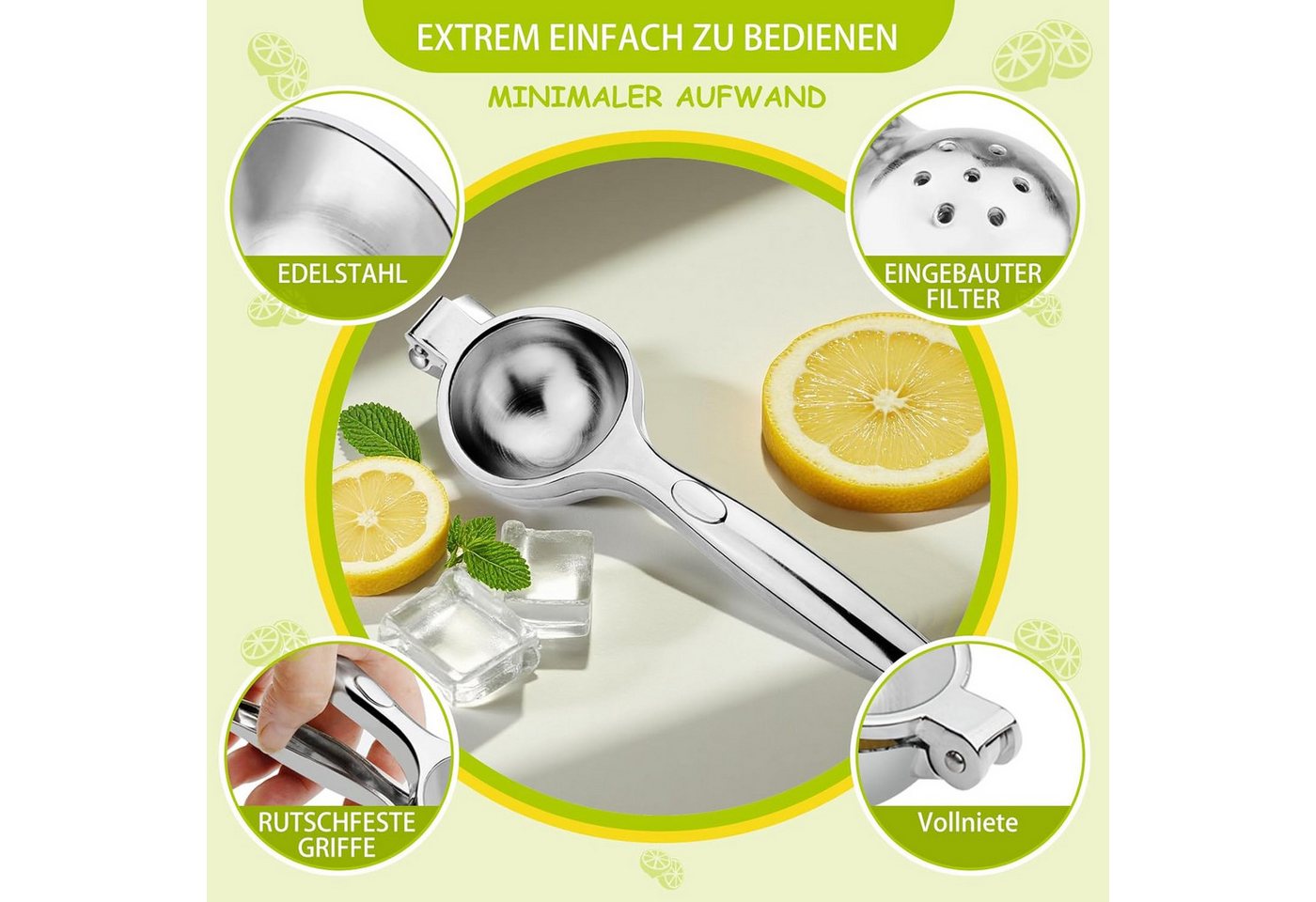 BlingBin Zitruspresse Zitronenpresse Edelstahl, Saftpresse Manuell, Limettenpresse Klein, Entsafter, Langlebig Limettenpresse für Bar Küche, Leicht Zu Reinigen