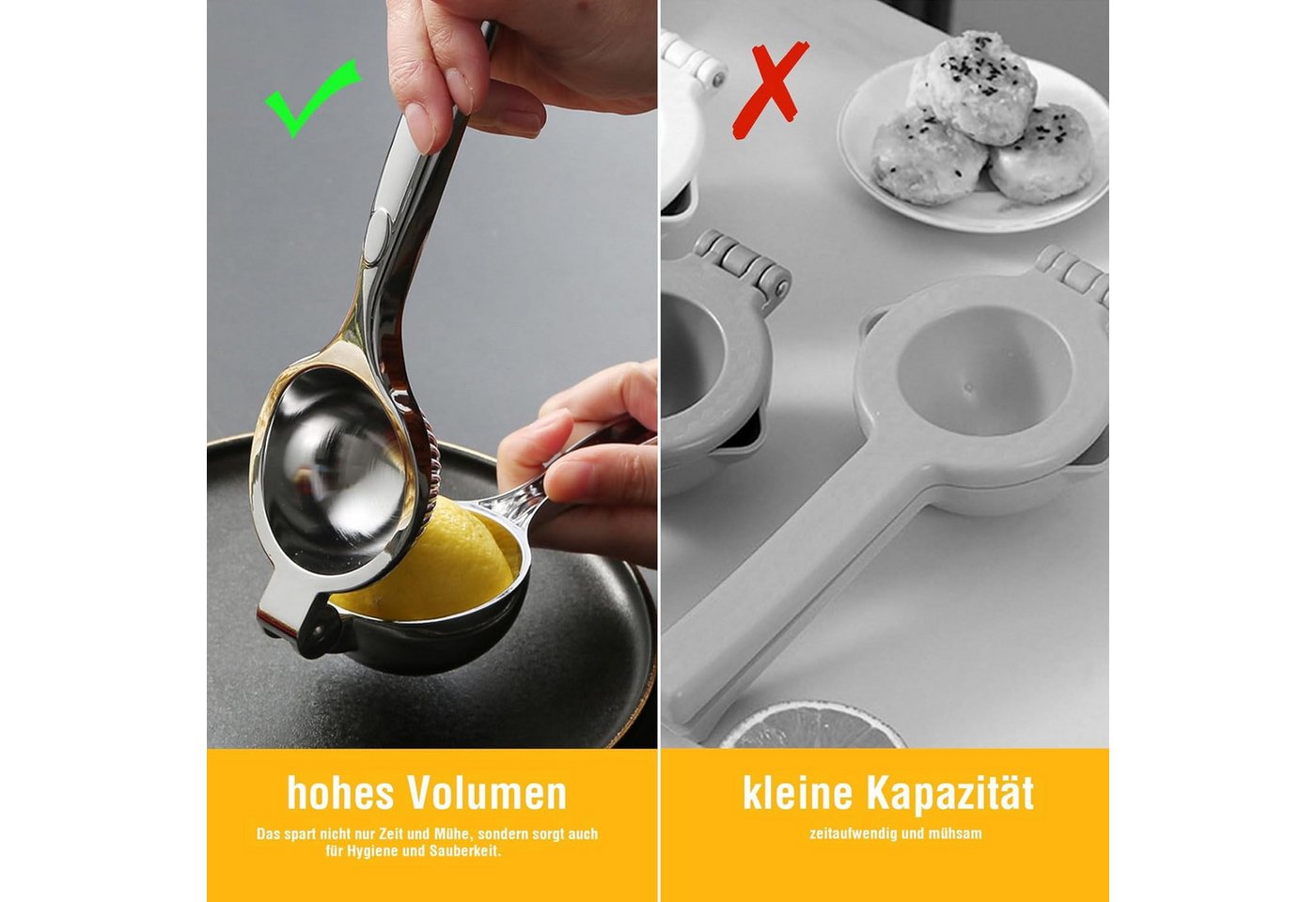 BlingBin Zitruspresse Zitronenpresse Edelstahl, Saftpresse Manuell, Limettenpresse Klein, Entsafter, Langlebig Limettenpresse für Bar Küche, Leicht Zu Reinigen Bild 3
