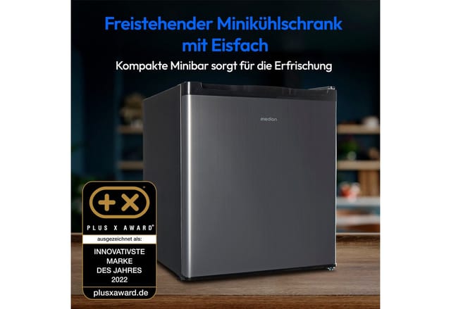 Medion® Kühlschrank MD37724, 51 cm hoch, 44 cm breit, 41 Liter, Türanschlag wechselbar, manuelle Temperatureinstellung