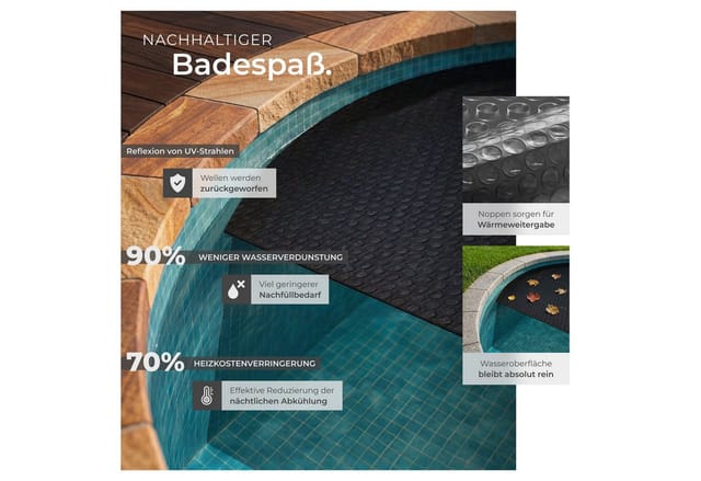 tectake® Pool-Solarfolie, rund und selbstschwimmend, Stärke 110 µm, Durchmesser 250 cm
