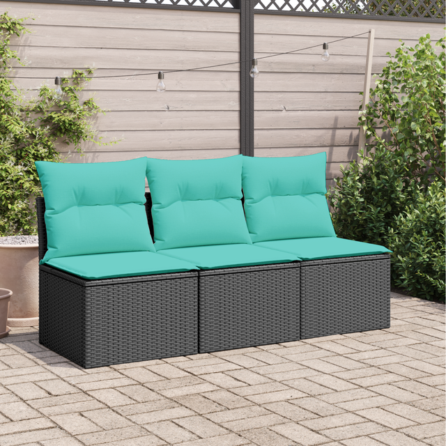 Vidaxl Garden Sofa With Cushion Black 165 X 62 X 69 Cm Poly Rattan