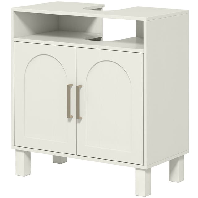 Weißer Unterschrank (60 X 30 X 63 Cm) Mit 2 Türen Und Verstellbarem Einlegeboden