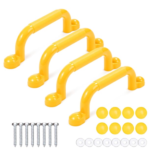 Relaxdays Klettergerüst Griffe, 4er Pack, Je Haltegriff Bis 100 Kg, Spielturm & Hochbett, Zubehör, Kunststoff, Gelb